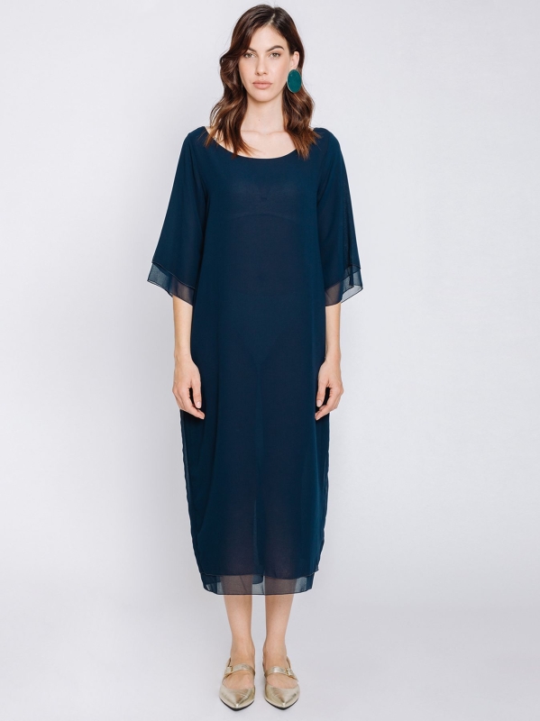 Long dress in double layer chiffon