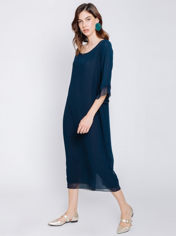 Long dress in double layer chiffon