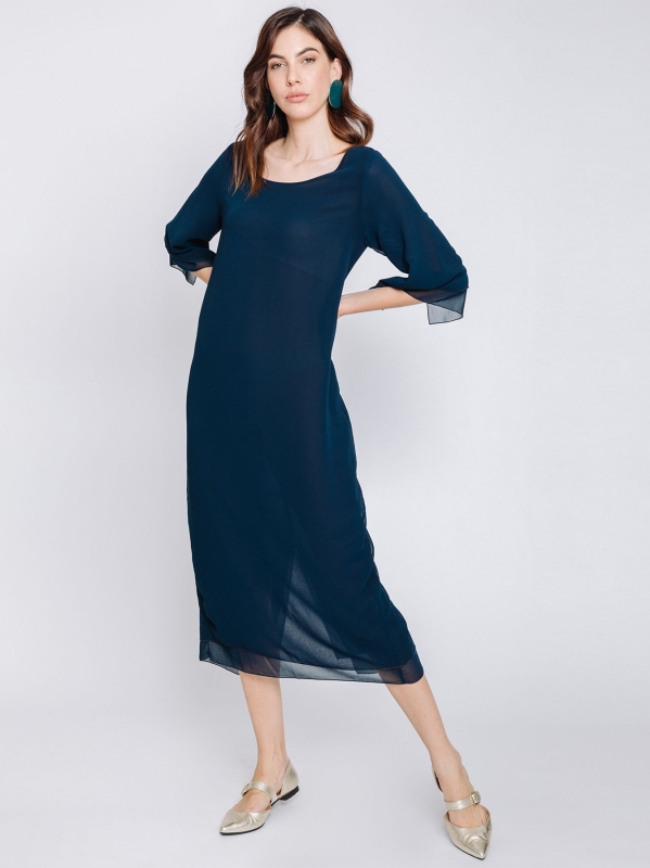 Long dress in double layer chiffon