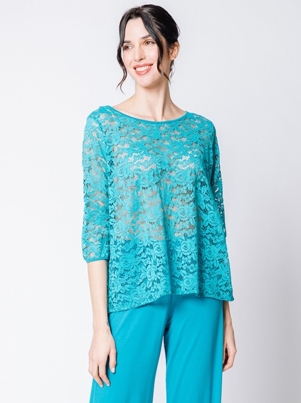 T-shirt in pizzo macramé 