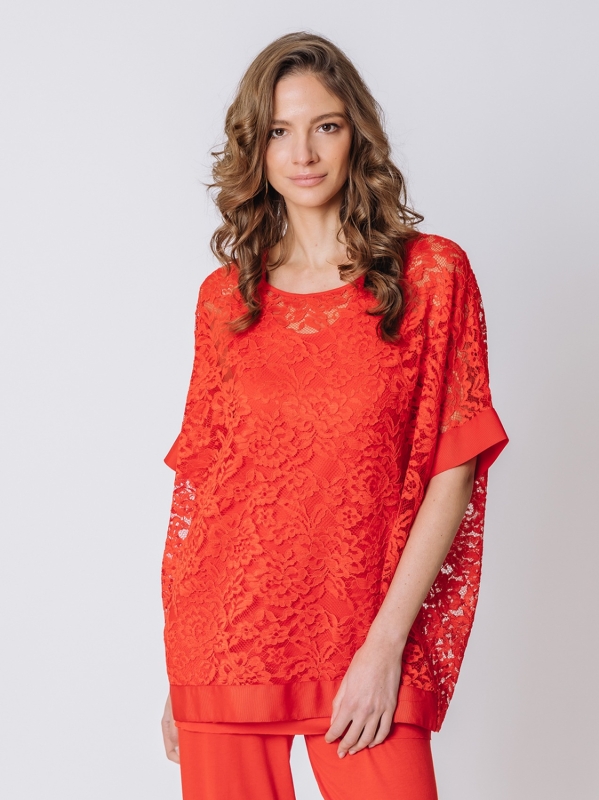 Maxi maglia in pizzo macramé