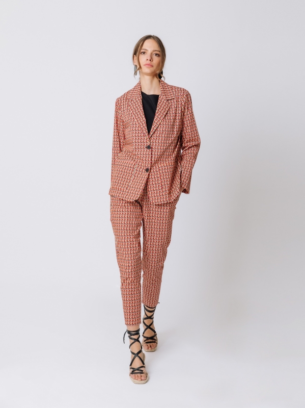 Single-breasted micro check blazer