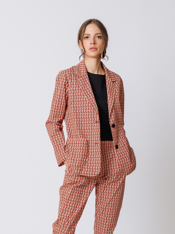 Single-breasted micro check blazer