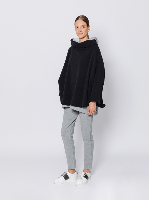 Maxi poncho in pile