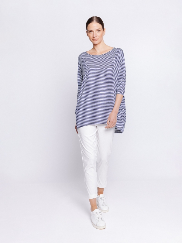 T-shirt ovetto a righe BLU CINA E GRIGIO