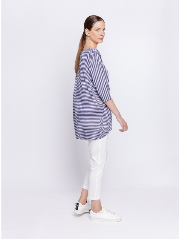 T-shirt ovetto a righe BLU CINA E GRIGIO