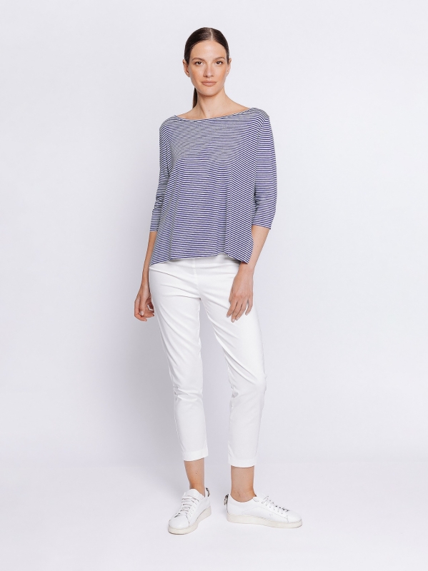 Boxy t-shirt a righe LIME E GRIGIO