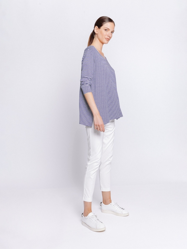 T-shirt lunga a righe BLU & GRIGIE