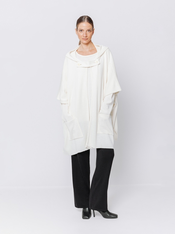 Wool hooded cape