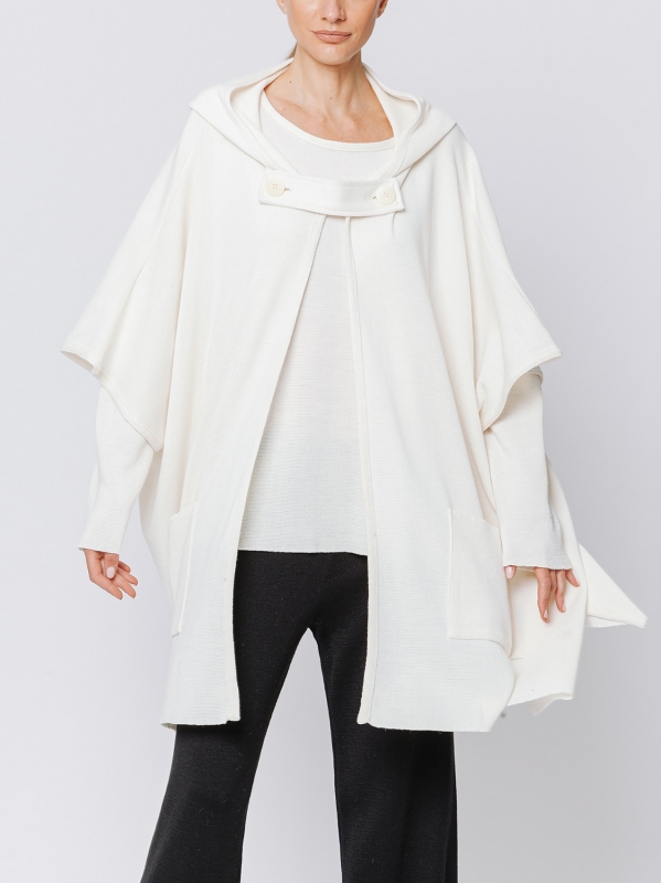 Wool hooded cape