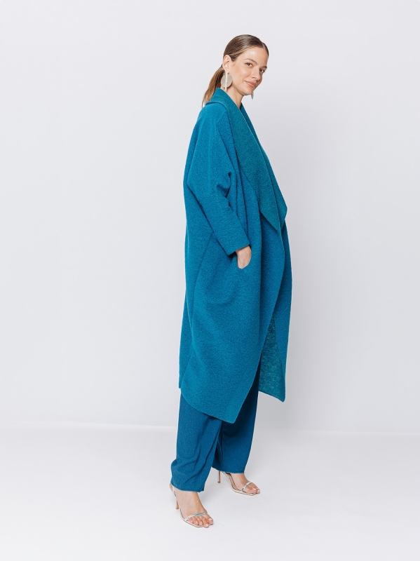 Boiled wool maxi cardigan