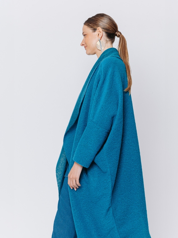 Boiled wool maxi cardigan