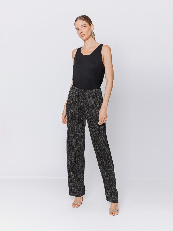 Pantaloni morbidi in plissé lurex