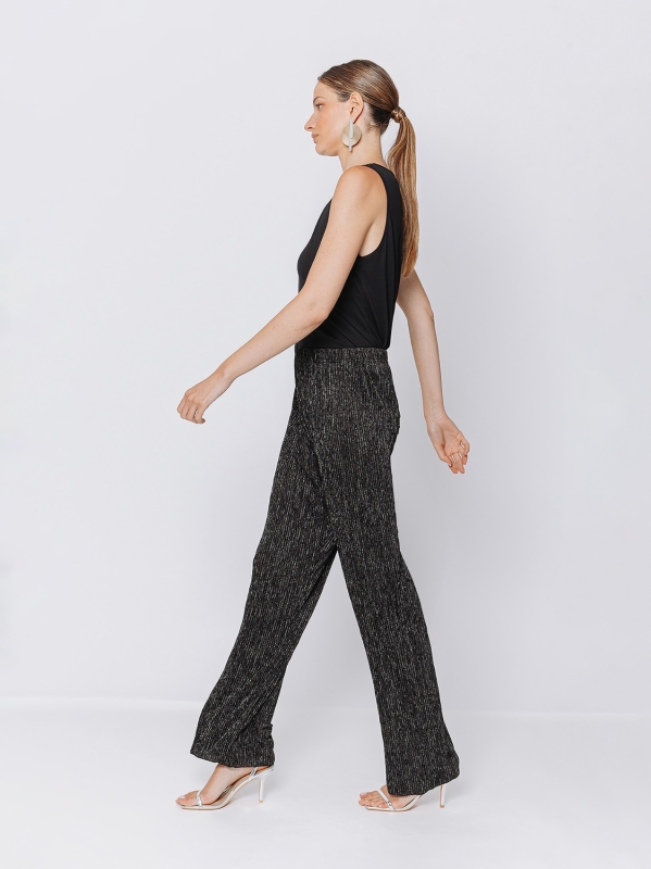 Pantaloni morbidi in plissé lurex