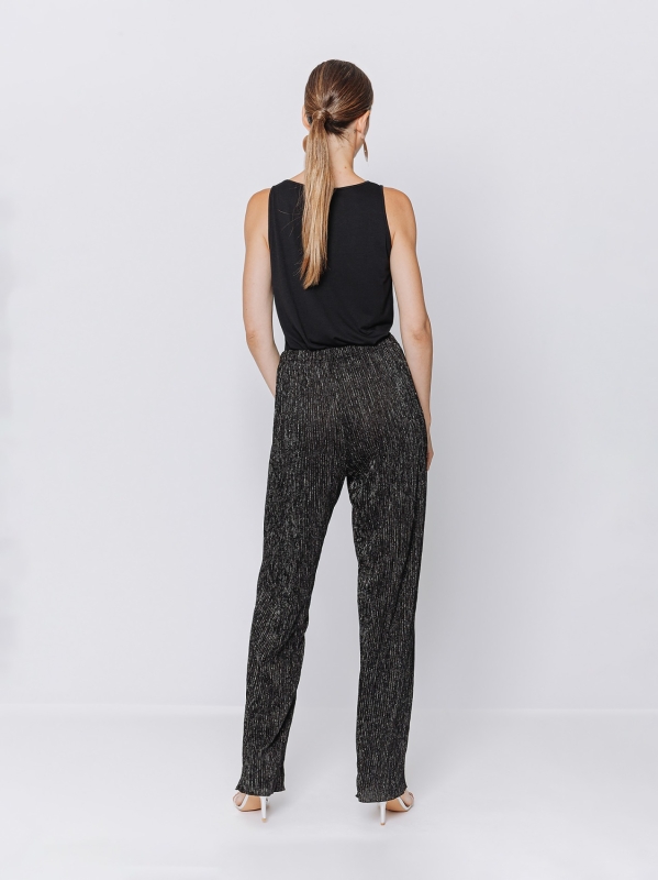 Pantaloni morbidi in plissé lurex