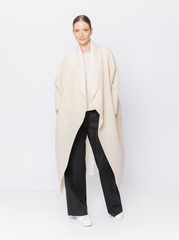 Boiled wool maxi cardigan