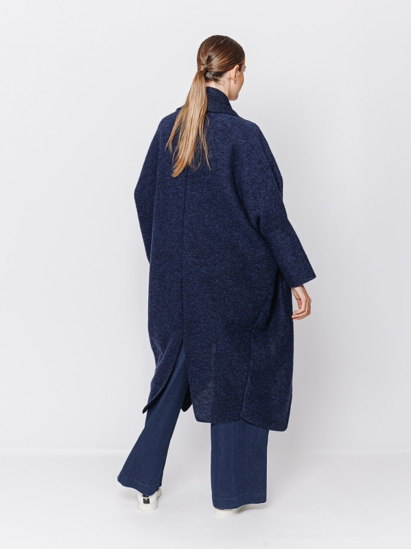 Boiled wool maxi cardigan