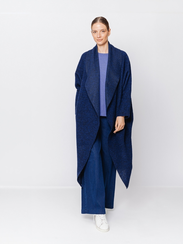 Boiled wool maxi cardigan