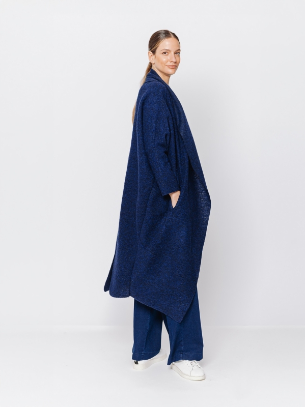 Boiled wool maxi cardigan