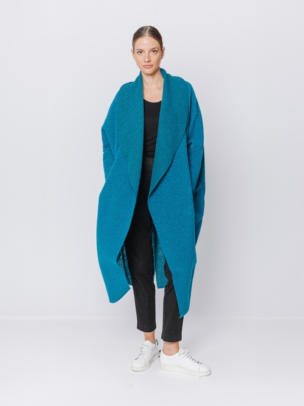 Boiled wool maxi cardigan