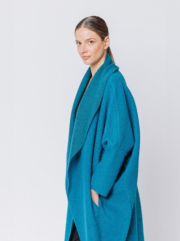 Boiled wool maxi cardigan