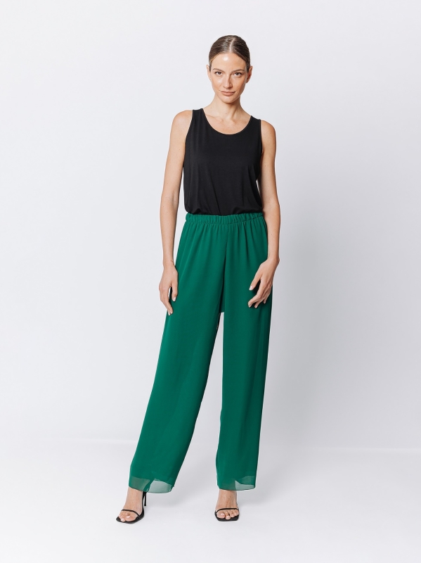 Soft trousers in double layer chiffon