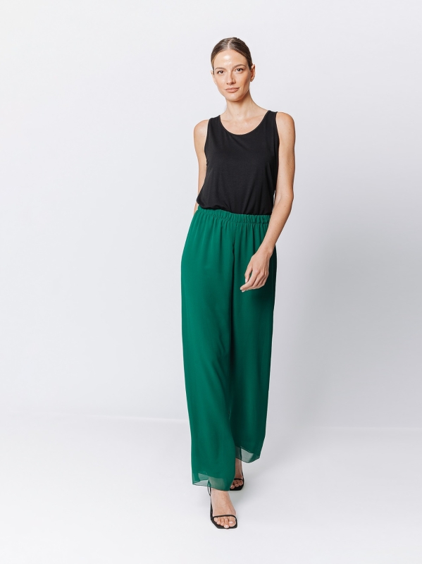 Soft trousers in double layer chiffon