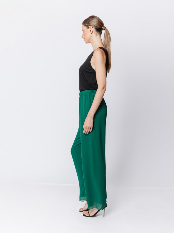 Soft trousers in double layer chiffon