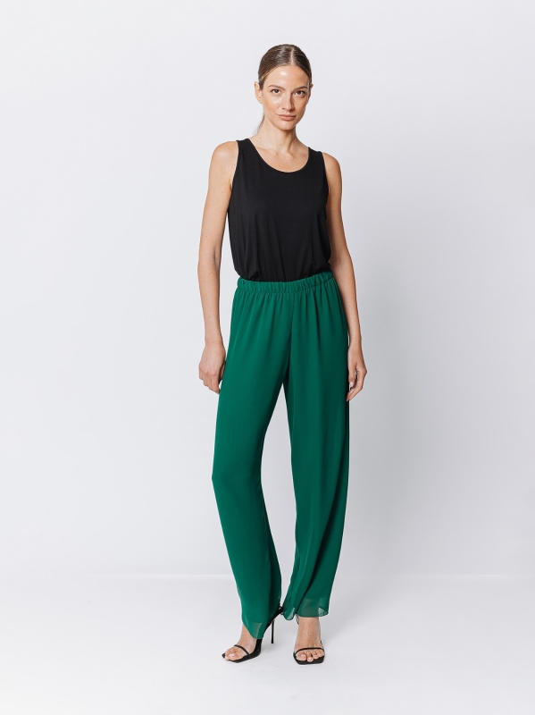 Soft trousers in double layer chiffon