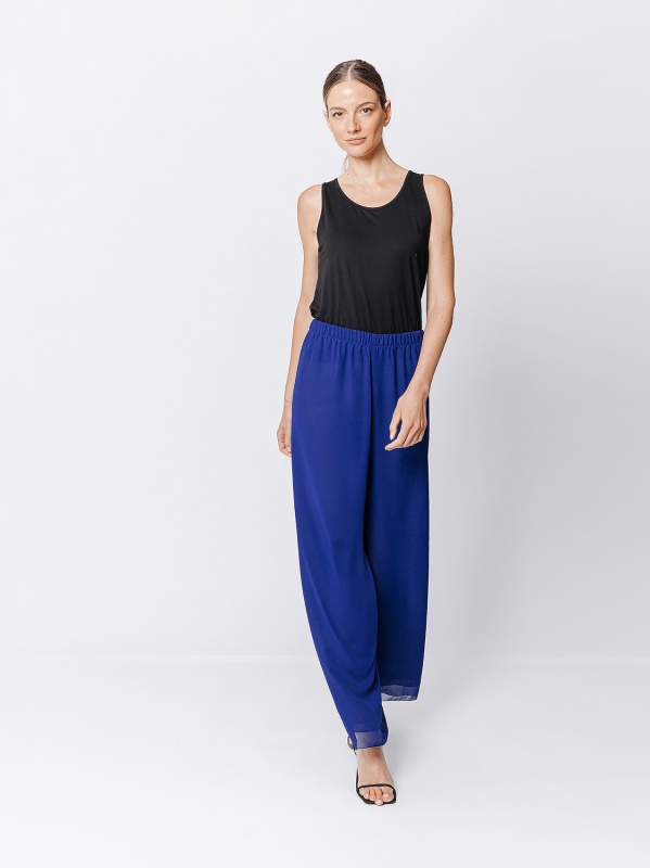 Soft trousers in double layer chiffon