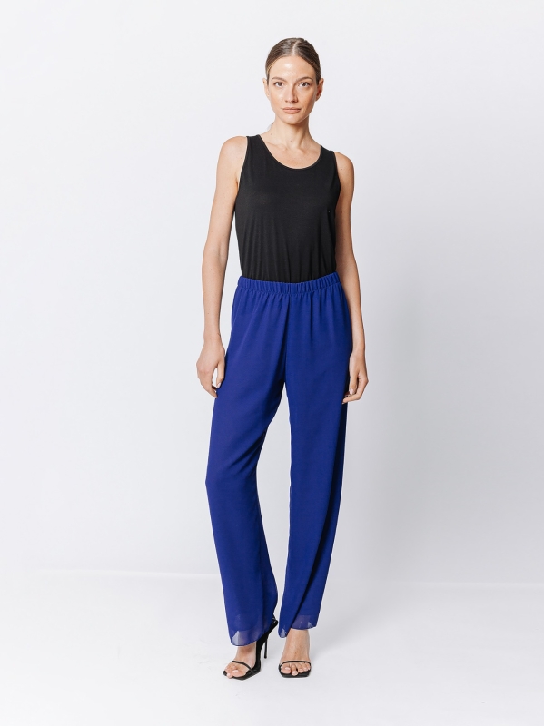 Soft trousers in double layer chiffon