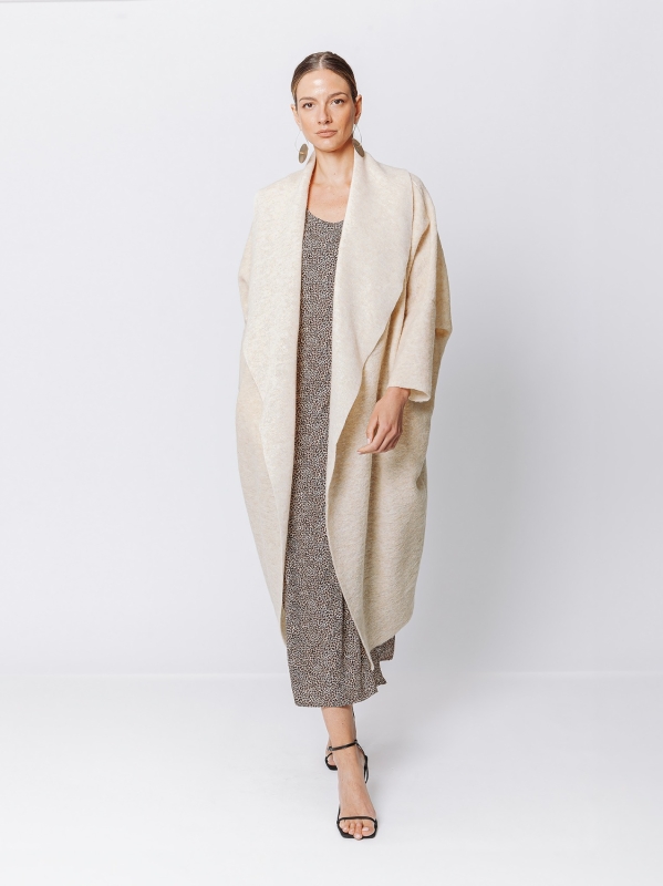 Boiled wool maxi cardigan