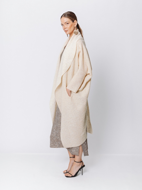 Boiled wool maxi cardigan