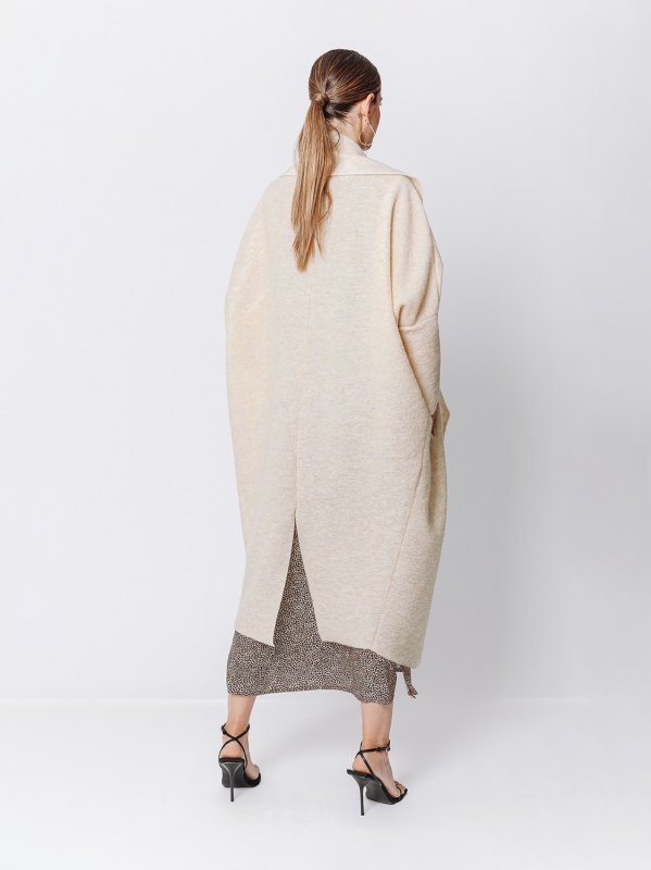 Boiled wool maxi cardigan