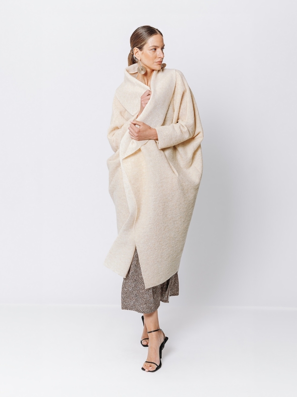 Boiled wool maxi cardigan