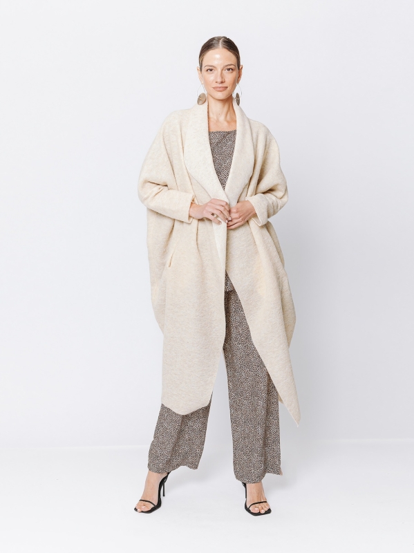 Boiled wool maxi cardigan