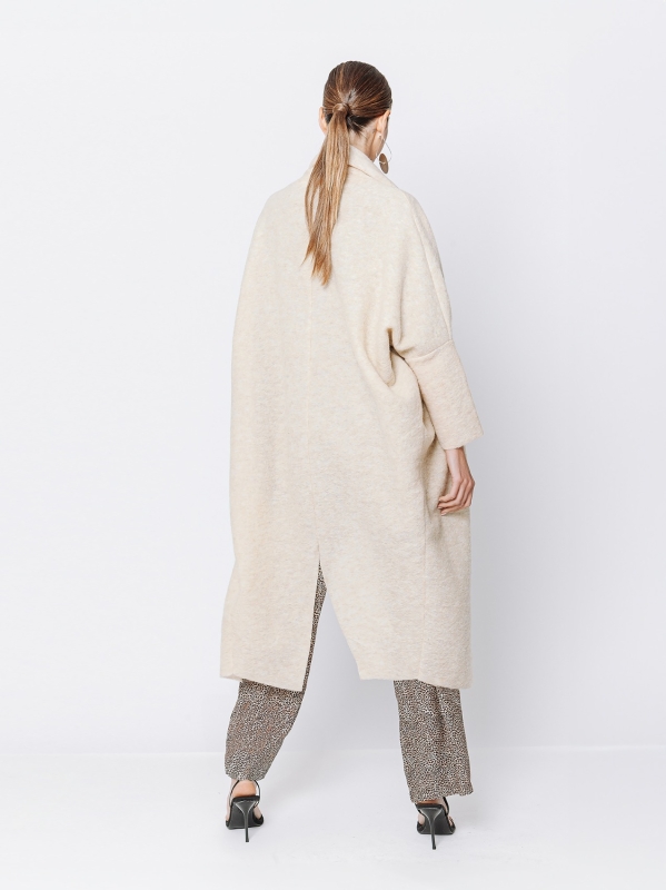 Boiled wool maxi cardigan