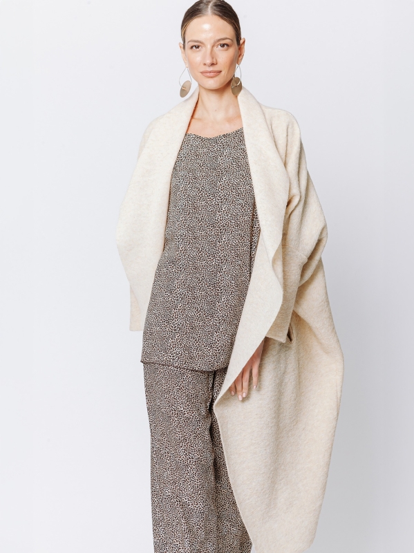 Boiled wool maxi cardigan