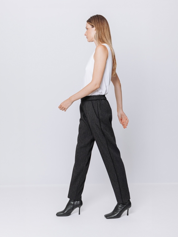 Melange chino trousers with visible stitching