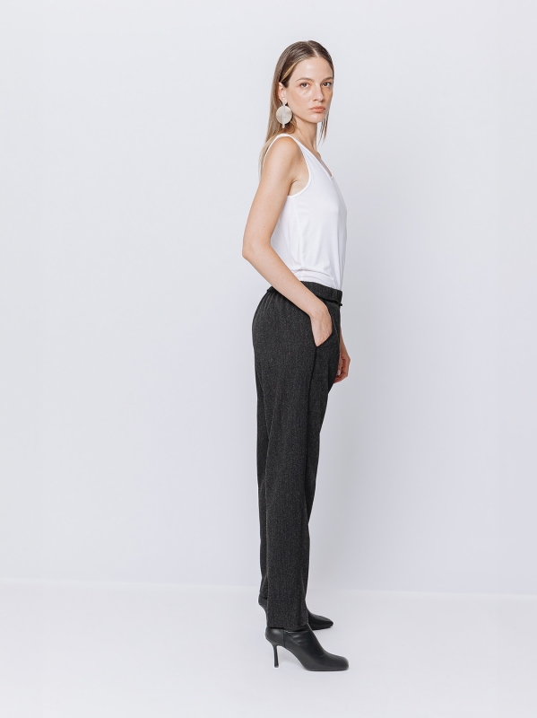 Melange chino trousers with visible stitching