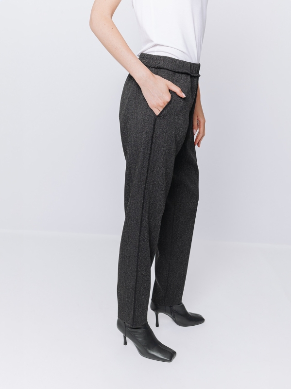 Melange chino trousers with visible stitching