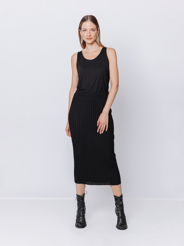 Wide-rib pencil skirt