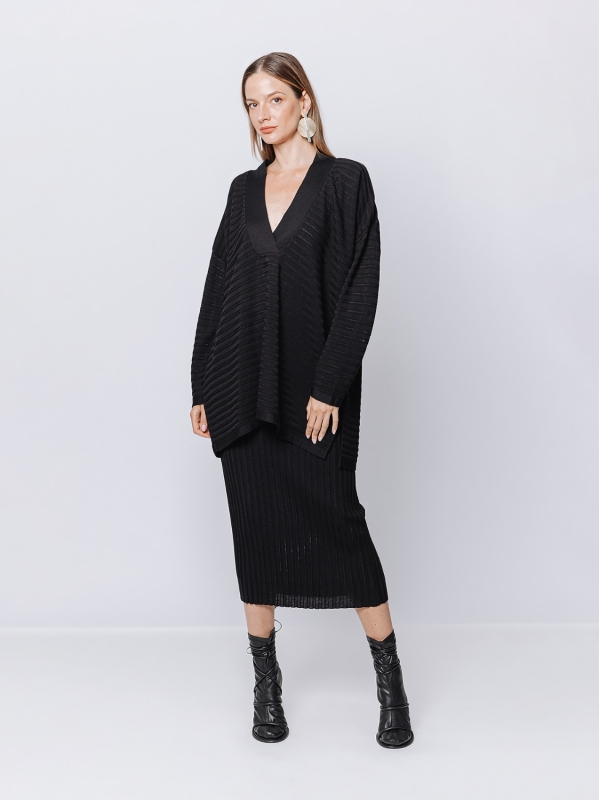 Maxi wide-rib pullover