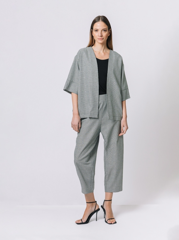 Giacca kimono in micro pied de poule