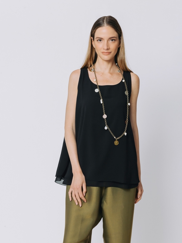 Black chiffon tank top online