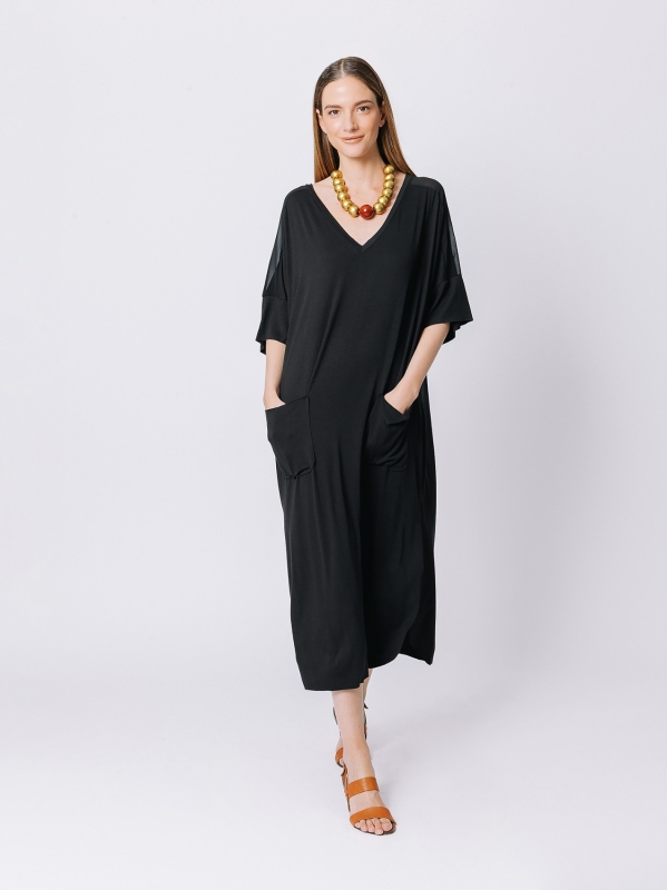 Oversize dress with chiffon insert