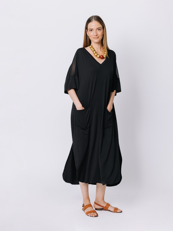 Oversize dress with chiffon insert