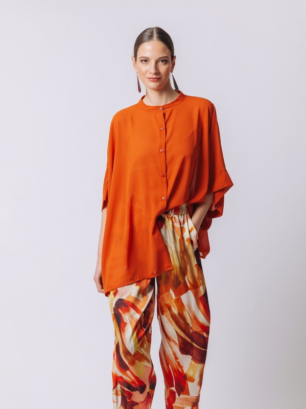 Maxi camicia in chiffon