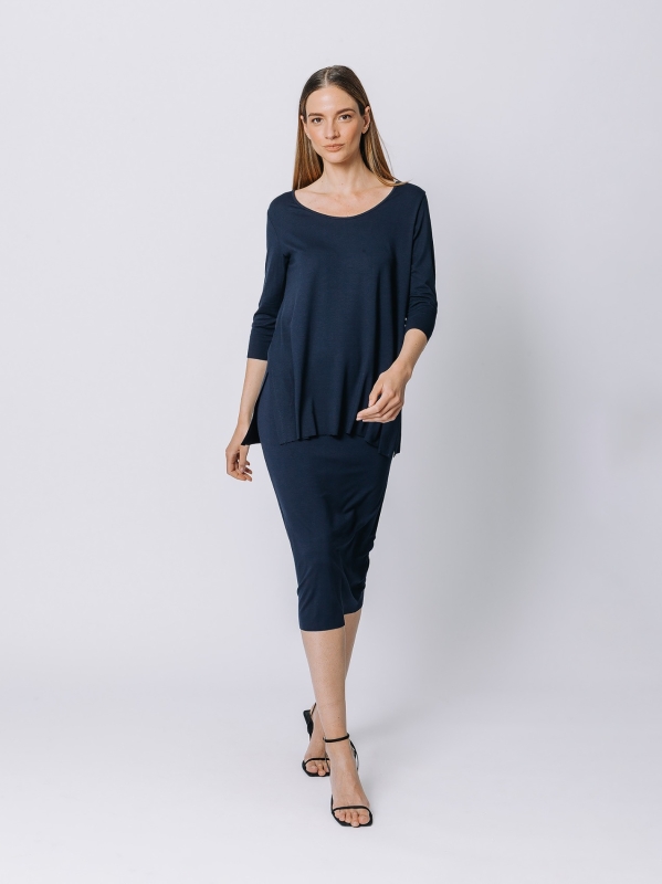 Boxy t-shirt lunga BLU