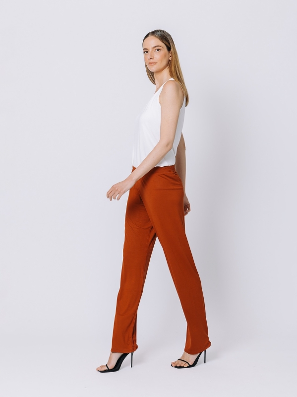 Orange jersey trousers